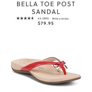 Bella Toe Post Vionic Flip Flop Red Size 10